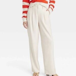 a new day
Women's High-Rise Pleat Front Straight Trousers - Cream- Size 4